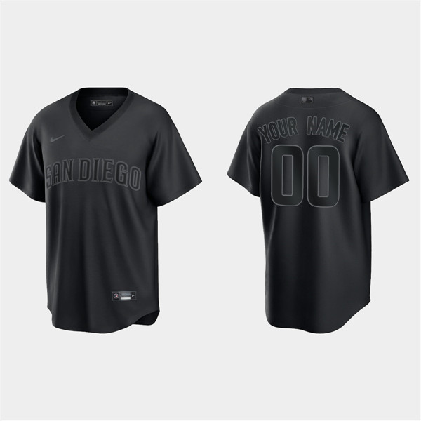 Men's San Diego Padres ACTIVE PLAYER Custom Black Pitch Black Fashion Replica Stitched Jersey